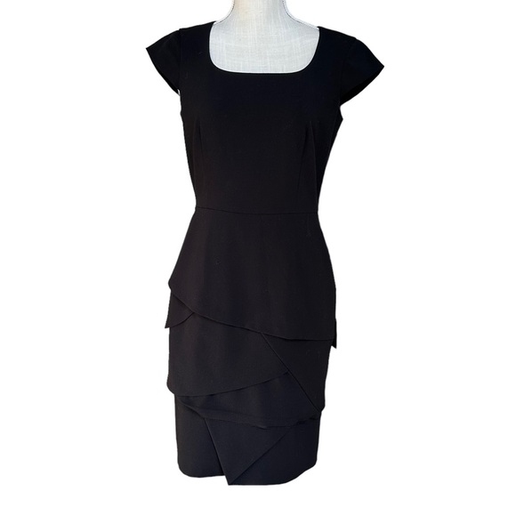 Calvin Klein Dresses & Skirts - Calvin Klein Fitted Tiered Little Black Midi Career Wear Dress Size: 4